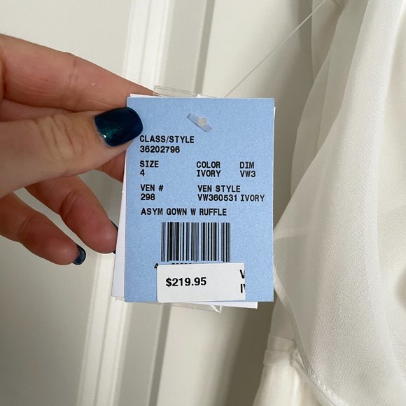 NWT White by Vera Wang Asymmetric Ruffle Spaghetti Strap Dress - Picture 6 of 8